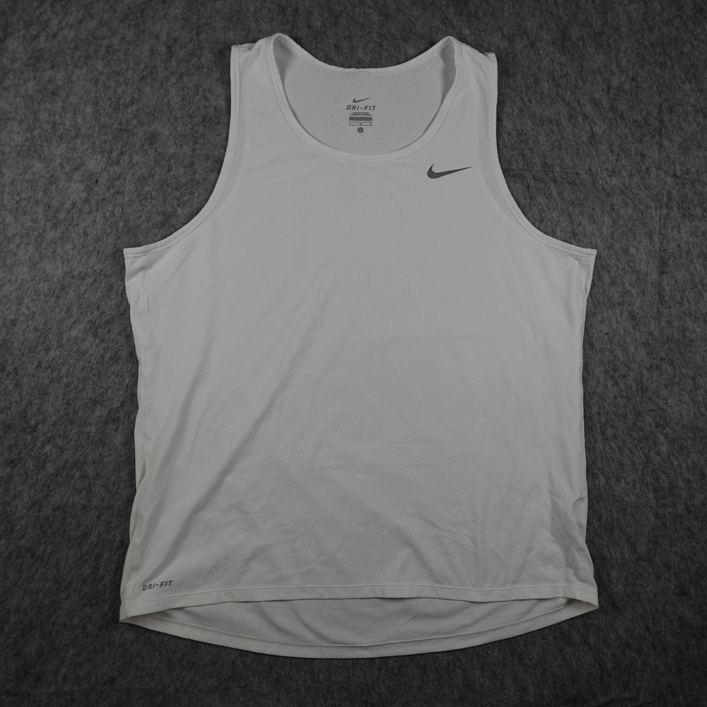 Nike Shirt Mens Large White Contour Singlet Dri Fit Mesh Sleeveless 683494